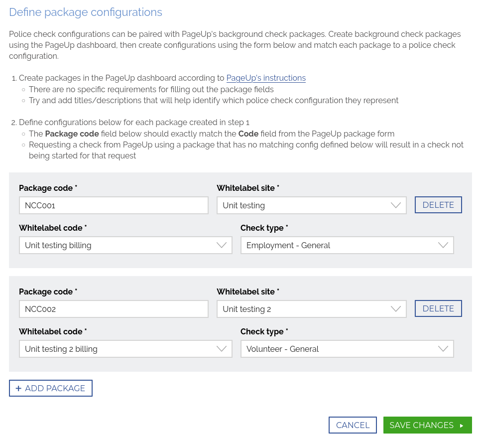 Integrations - PageUp - PackageSettings